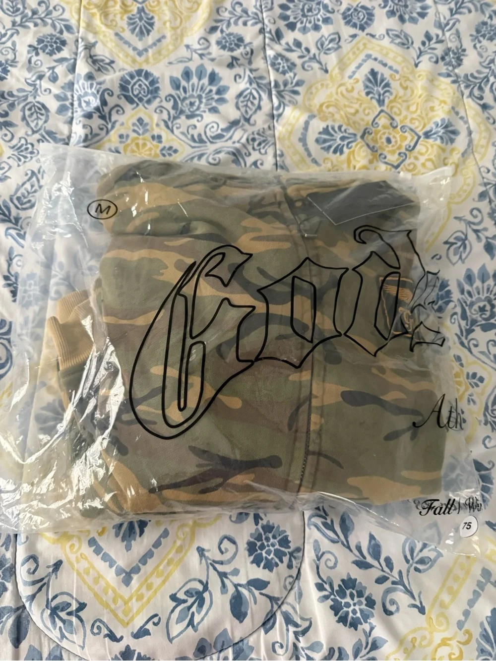 Godspeed Mens Camo Zip-Up Hoodie Jacket with Patch Detail - Green